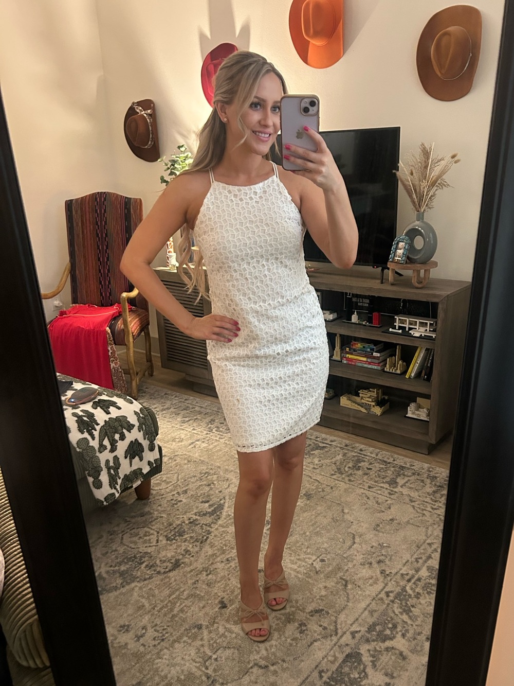 White House Black Market White Lace Halter Dress